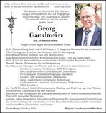 Traueranzeige Georg Ganslmeier
