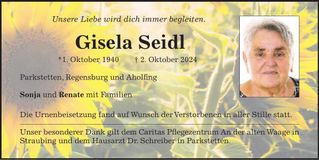 Traueranzeige Gisela Seidl
