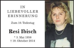 Traueranzeige Resi Ibisch