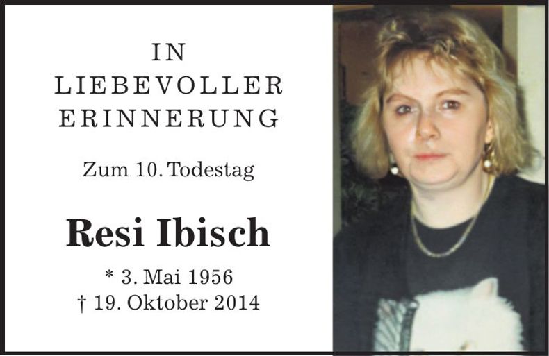 Traueranzeige Resi Ibisch