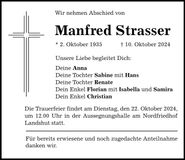 Traueranzeige Manfred Strasser
