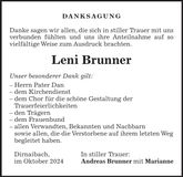 Traueranzeige Leni Brunner