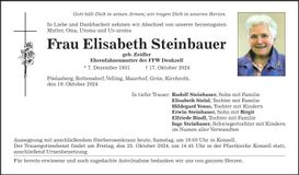 Traueranzeige Elisabeth Steinbauer