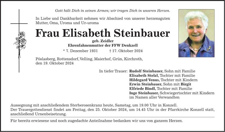 Traueranzeige Elisabeth Steinbauer