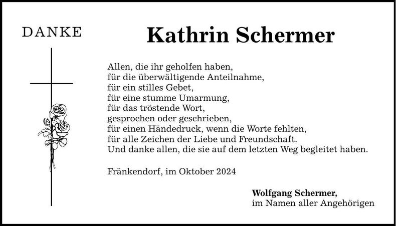 Traueranzeige Kathrin Schermer