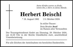 Traueranzeige Herbert Beischl