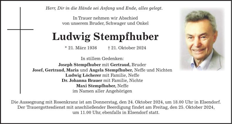Traueranzeige Ludwig Stempfhuber