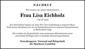 Traueranzeige Lisa Eichholz