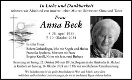 Traueranzeige Anna Beck