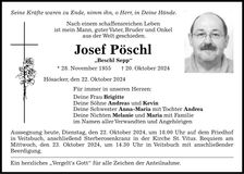 Traueranzeige Josef Pöschl
