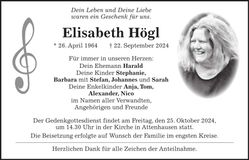 Traueranzeige Elisabeth Högl