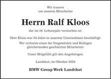 Traueranzeige Ralf Kloos