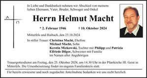 Traueranzeige Helmut Macht