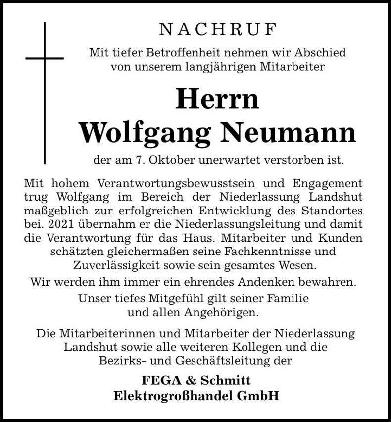 Traueranzeige Wolfgang Neumann