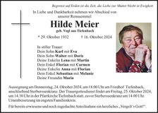 Traueranzeige Hilde Meier