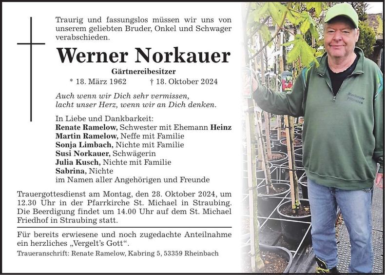 Traueranzeige Werner Norkauer