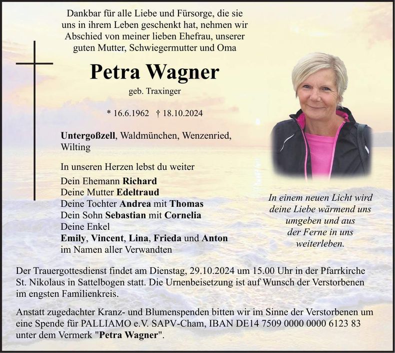Traueranzeige Petra Wagner