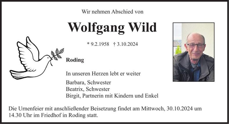 Traueranzeige Wolfgang Wild