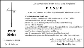 Traueranzeige Peter Meier
