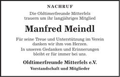 Traueranzeige Manfred Meindl