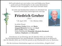 Traueranzeige Friedrich Gruber