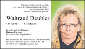 Traueranzeige Waltraud Deubler