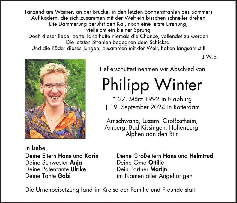 Traueranzeige Philipp Winter