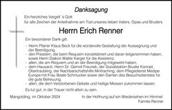 Traueranzeige Erich Renner