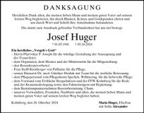 Traueranzeige Josef Huger
