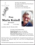 Traueranzeige Maria Kaindl