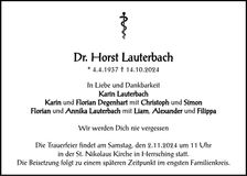 Traueranzeige Horst Lauterbach