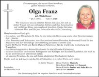 Traueranzeige Olga Franz
