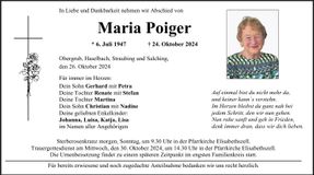 Traueranzeige Maria Poiger
