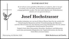 Traueranzeige Josef Hochstrasser