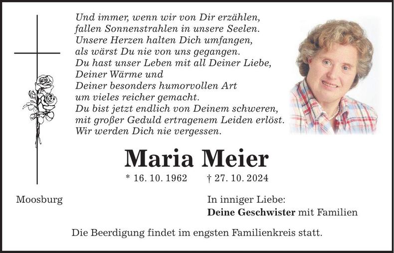 Traueranzeige Maria Maier