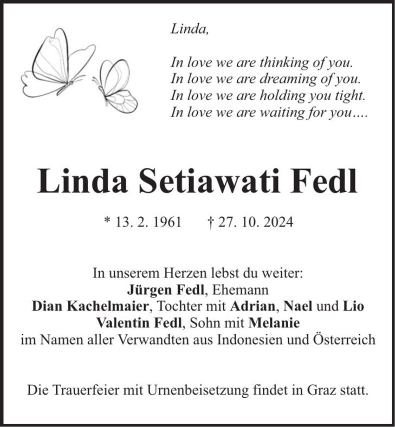 Traueranzeige Linda Fedl