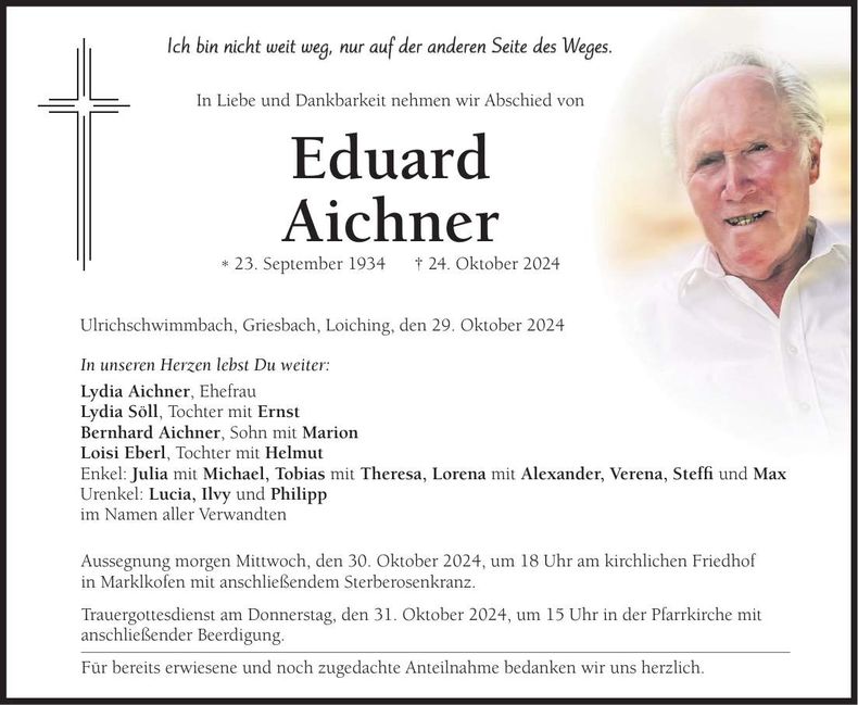 Traueranzeige Edurad Aichner