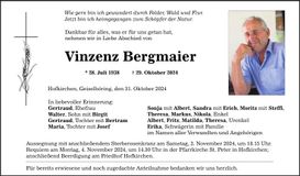 Traueranzeige Vinzenz Bergmaier