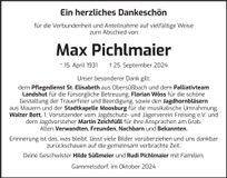 Traueranzeige Max Pichlmaier