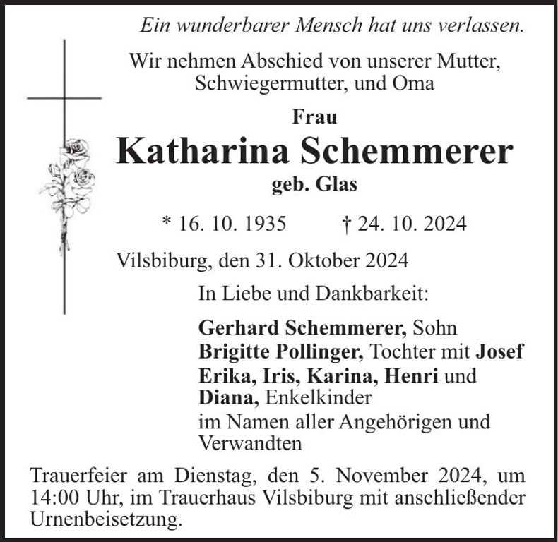 Traueranzeige Katharina Schemmerer