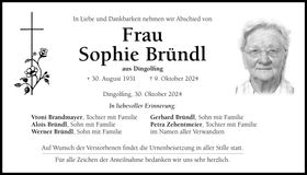 Traueranzeige Sophie Bründl