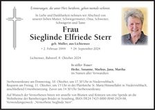Traueranzeige Elfriede Sterr