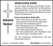 Traueranzeige Johann Huber