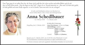 Traueranzeige Anna Schedlbauer
