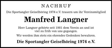 Traueranzeige Manfred Langner