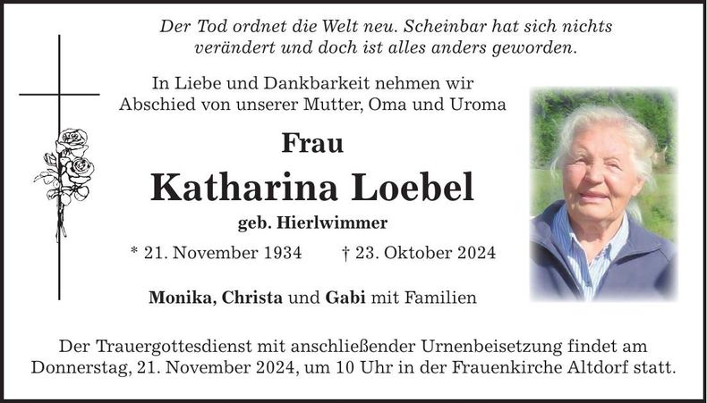 Traueranzeige Katharina Loebel