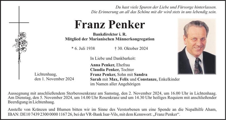 Traueranzeige Franz Penker
