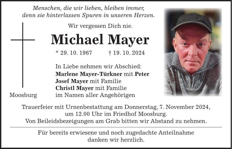 Traueranzeige Michael Mayer