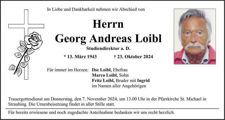 Traueranzeige Georg Andreas Loibl