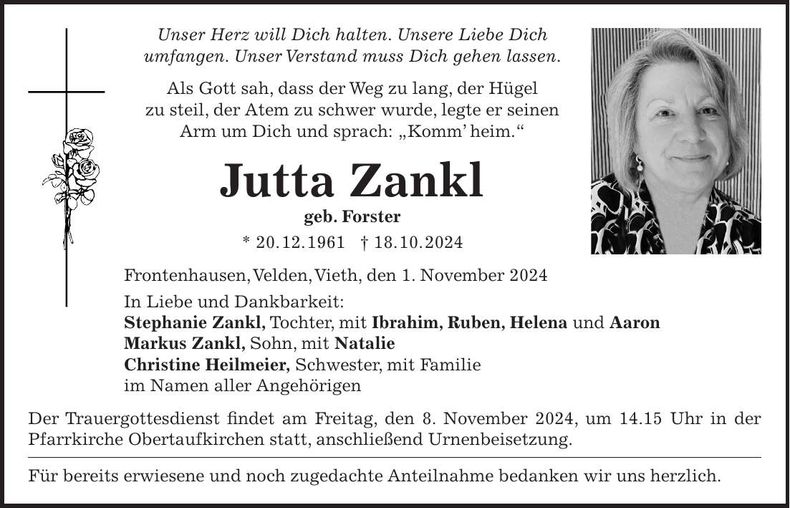 Traueranzeige Jutta Zankl